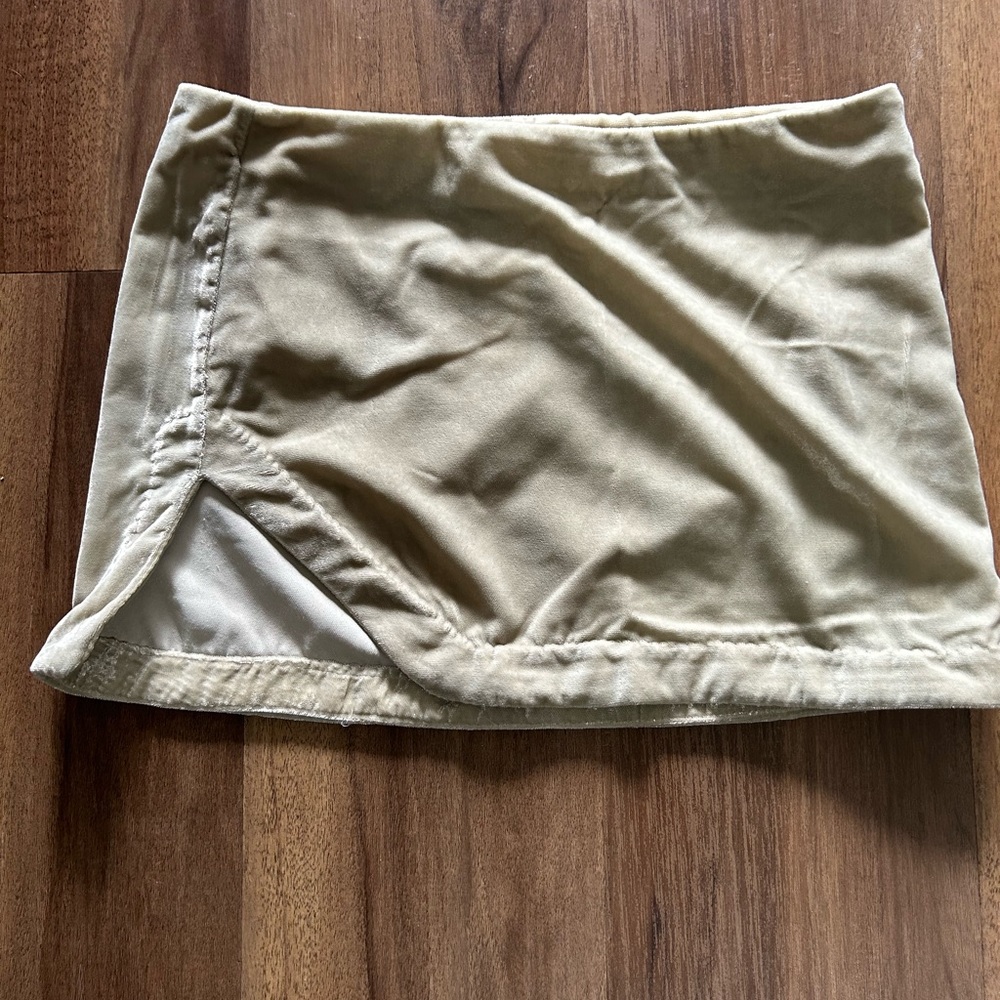Free People Cream Velour Mini Skirt